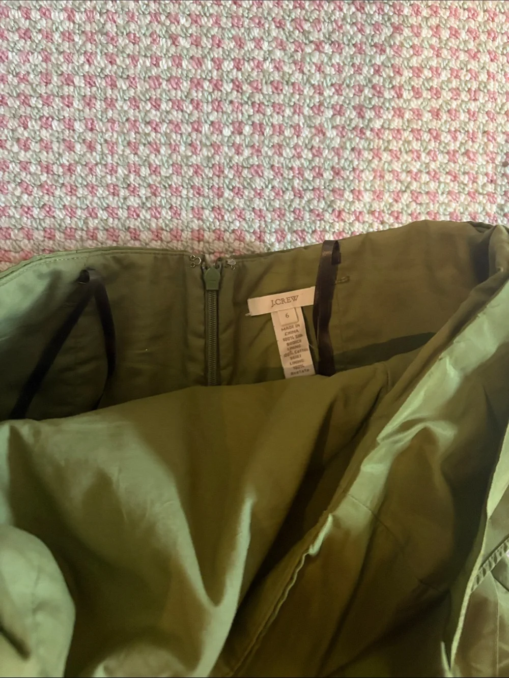 Size 6 J.Crew green taffeta Strapless Dress